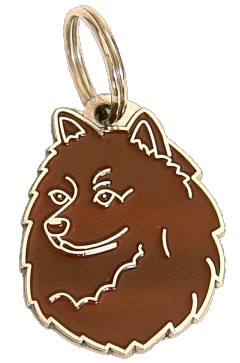 Spitz Alemão marrom <br> (placa de identificação para cães, Gravado incluído)